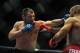 May 19, 2012; San Jose, CA, USA; Gesias Cavalcante (right) fights Isaac Vallie-Flagg (left) during the lightweight bout of the Strikeforce World Grand Prix at HP Pavilion. Mandatory Credit: Kyle Terada-USA TODAY Sports