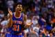 BOSTON, MA - APRIL 28: Iman Shumpert #21 of the New York Knicks cheers on his team against the Boston Celtics during Game Four of the Eastern Conference Quarterfinals of the 2013 NBA Playoffs on April 28, 2013 at TD Garden in Boston, Massachusetts. NOTE TO USER: User expressly acknowledges and agrees that, by downloading and or using this photograph, User is consenting to the terms and conditions of the Getty Images License Agreement. (Photo by Jared Wickerham/Getty Images)
