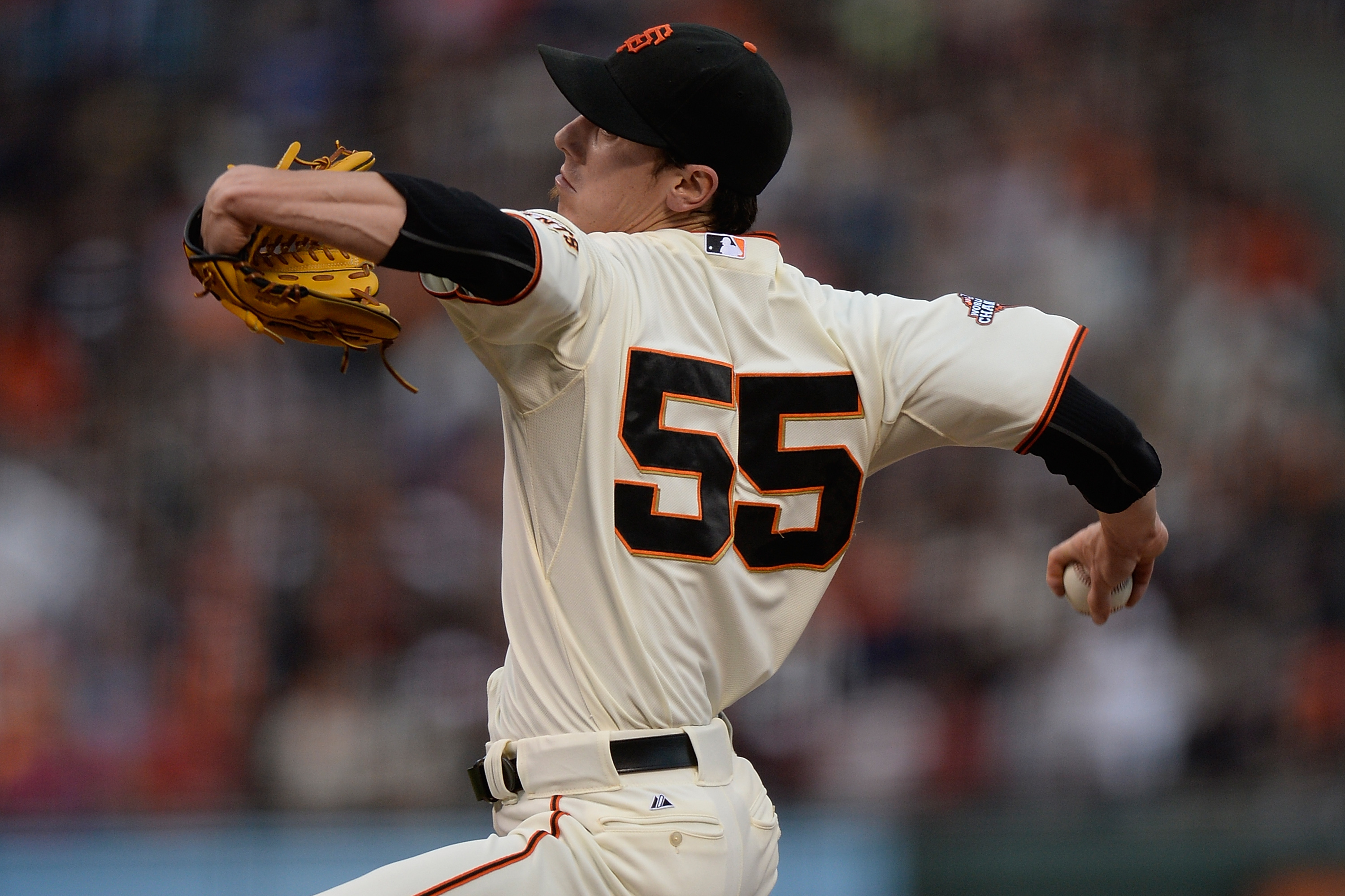 Giants' right-hander Lincecum threw 148 pitches in no-hitter