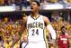INDIANAPOLIS, IN - JUNE 01: Paul George #24 of the Indiana Pacers celebrates after a play against the Miami Heat in Game Six of the Eastern Conference Finals during the 2013 NBA Playoffs at Bankers Life Fieldhouse on June 1, 2013 in Indianapolis, Indiana. NOTE TO USER: User expressly acknowledges and agrees that, by downloading and or using this photograph, user is consenting to the terms and conditions of the Getty Images License Agreement. (Photo by Ronald Martinez/Getty Images)