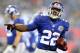 EAST RUTHERFORD, NJ - DECEMBER 09: David Wilson #22 of the New York Giants celebrates his third touchdown of the game against the New Orleans Saints on December 9, 2012 at MetLife Stadium in East Rutherford, New Jersey. (Photo by Elsa/Getty Images)