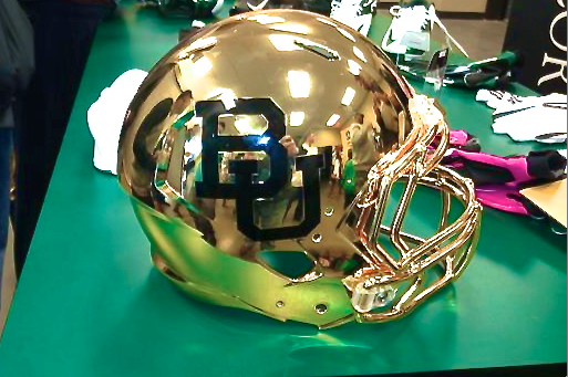Baylor Football Shows Off Gold Chrome Helmets At Media Day