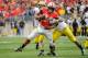 COLUMBUS, OH - NOVEMBER 24: Carlos Hyde #34 of the Ohio State Buckeyes runs with the ball against the Michigan Wolverines at Ohio Stadium on November 24, 2012 in Columbus, Ohio. (Photo by Jamie Sabau/Getty Images)