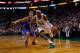 BOSTON, MA - MAY 3: Paul Pierce #34 of the Boston Celtics gets by Pablo Prigioni #9 of the New York Knicks during Game Six of the Eastern Conference Quarterfinals of the 2013 NBA Playoffs on May 3, 2013 at TD Garden in Boston, Massachusetts. NOTE TO USER: User expressly acknowledges and agrees that, by downloading and or using this photograph, User is consenting to the terms and conditions of the Getty Images License Agreement. (Photo by Jim Rogash/Getty Images)