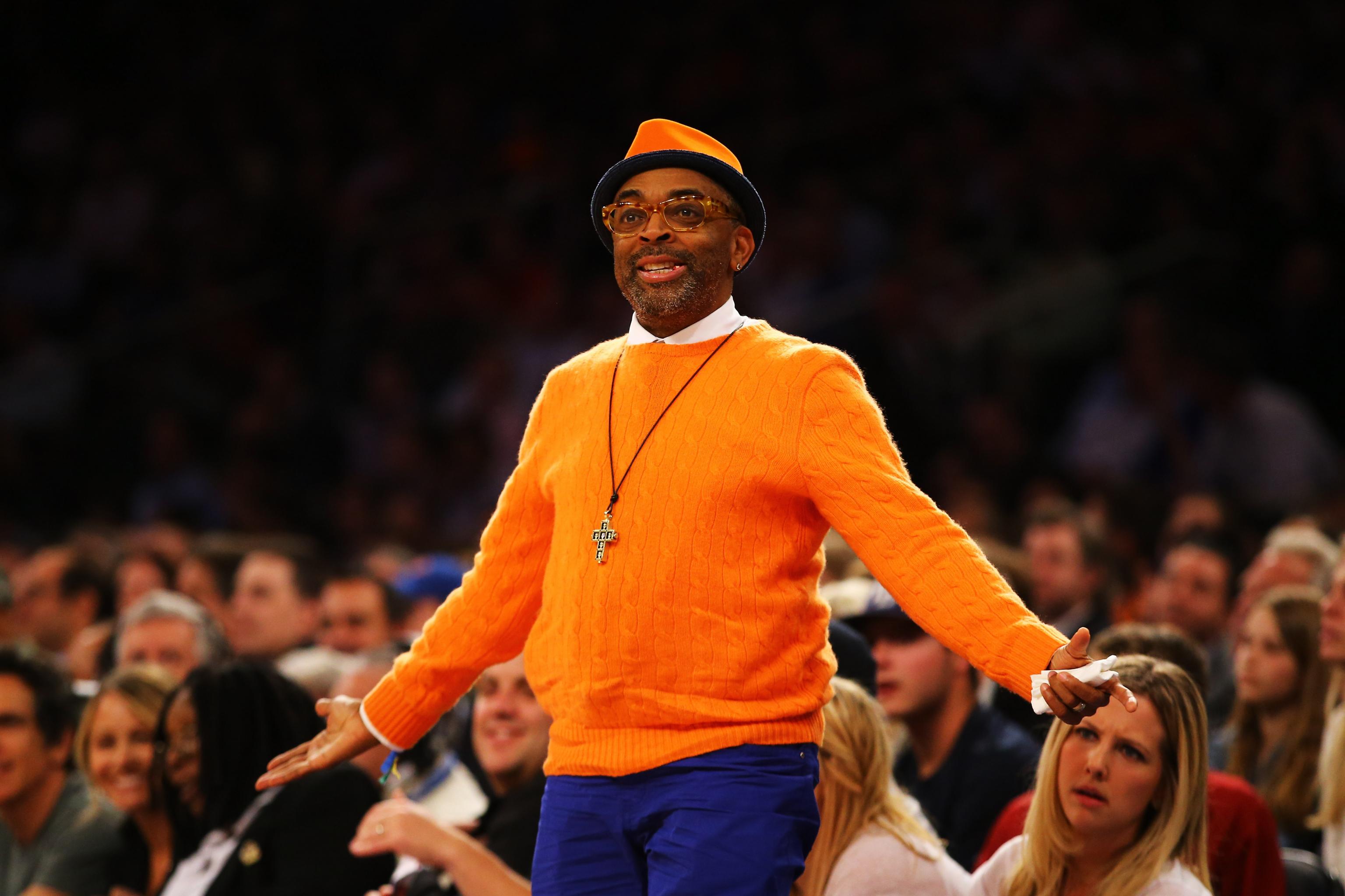 Spike Lee looks on from his courtside seat at the Prudential Center during  the New Jersey Nets versus New York Nicks basketball match Newark, New  Jersey - 08.04.11 Stock Photo - Alamy