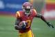 Apr 13, 2013; Los Angeles, CA, USA; Southern California Trojans receiver Marqise Lee (9) carries the ball in the spring game at the Los Angeles Memorial Coliseum. Mandatory Credit: Kirby Lee-USA TODAY Sports