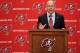 Bucs Co-Chairman Joel Glazer addresses the media.