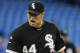 TORONTO, CANADA - AUGUST 13: Jake Peavy #44 of the Chicago White Sox reacts after delivering a bad pitch during MLB game action against the Toronto Blue Jays August 13, 2012 at Rogers Centre in Toronto, Ontario, Canada. (Photo by Brad White/Getty Images)