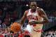 Apr 25, 2013; Chicago, IL, USA; Chicago Bulls small forward Luol Deng (9) drives during the first quarter of the first round of the 2013 NBA playoffs against the Brooklyn Nets at the United Center. Mandatory Credit: Dennis Wierzbicki-USA TODAY Sports