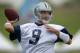 Jul 21, 2013; Oxnard, CA, USA; Dallas Cowboys quarterback Tony Romo (9) throws a pass at training camp at the River Ridge Fields. Mandatory Credit: Kirby Lee-USA TODAY Sports