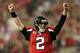ATLANTA, GA - JANUARY 13: Quarterback Matt Ryan #2 of the Atlanta Falcons celebrates a third quarter touchdown pass against the Seattle Seahawks during the NFC Divisional Playoff Game at Georgia Dome on January 13, 2013 in Atlanta, Georgia. (Photo by Mike Ehrmann/Getty Images)