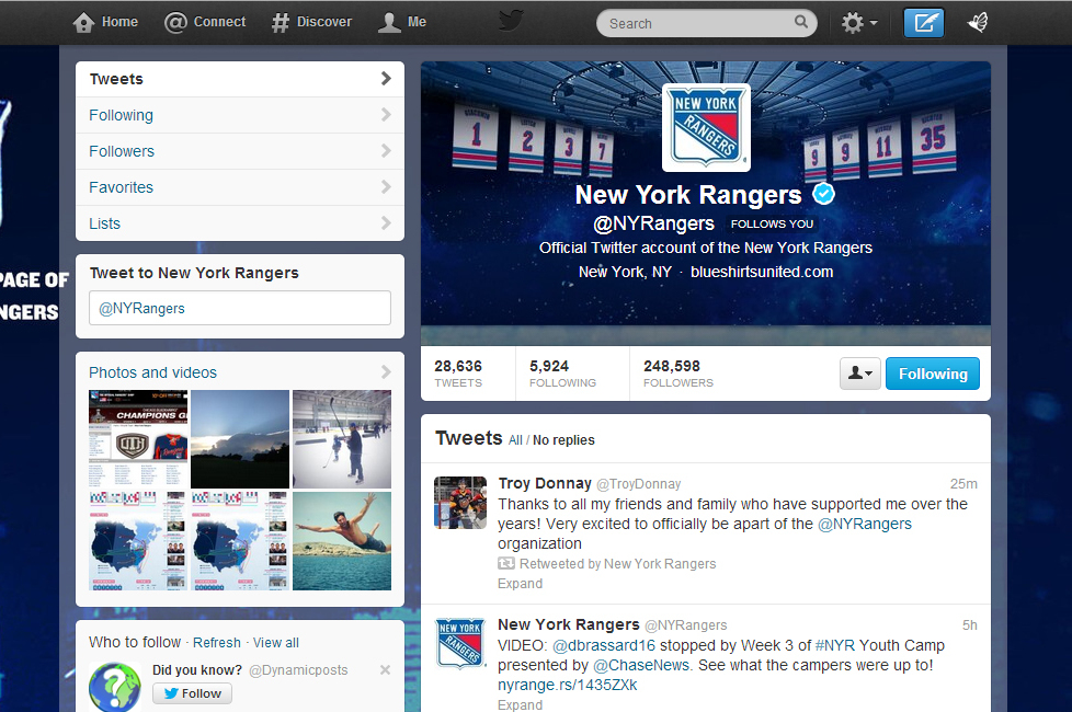 Official New York Rangers Website