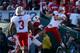 PASADENA, CA - JANUARY 01: Wide receiver Jared Abbrederis #4 of the Wisconsin Badgers drops a pass in the endzone against the Stanford Cardinal in the 99th Rose Bowl Game Presented by Vizio on January 1, 2013 at the Rose Bowl in Pasadena, California. (Photo by Harry How/Getty Images)