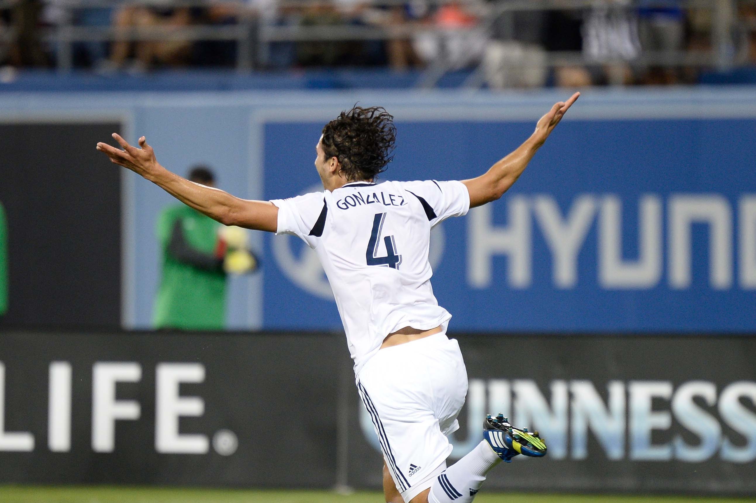 Galaxy players enjoy Galaxy Night at Dodger Stadium