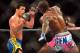 Aug 3, 2013; Rio De Janeiro, Brazil; Phil Davis (pink shorts) fights against Lyoto Machida (blue shorts) during UFC 163 at HSBC Arena. Mandatory Credit: Jason Silva-USA TODAY Sports