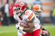 CLEVELAND, OH - DECEMBER 09: Running back Jamaal Charles #25 of the Kansas City Chiefs runs for a gain during the first half against the Cleveland Browns at Cleveland Browns Stadium on December 9, 2012 in Cleveland, Ohio. (Photo by Jason Miller/Getty Images)