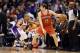 PHOENIX, AZ - JANUARY 17: Beno Udrih #19 of the Milwaukee Bucks handles the ball guarded by Sebastian Telfair #31 of the Phoenix Suns during the NBA game at US Airways Center on January 17, 2013 in Phoenix, Arizona. The Bucks defeated the Suns 98-94. NOTE TO USER: User expressly acknowledges and agrees that, by downloading and or using this photograph, User is consenting to the terms and conditions of the Getty Images License Agreement. (Photo by Christian Petersen/Getty Images)