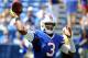 Aug 11, 2013; Indianapolis, IN, USA; Buffalo Bills quarterback EJ Manuel (3) throws a pass during the first half against the Indianapolis Colts at Lucas Oil Stadium. Mandatory Credit: Thomas J. Russo-USA TODAY Sports