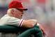 WASHINGTON, DC - AUGUST 11: Manager Charlie Manuel #41 of the Philadelphia Phillies watches play during the third inning of a game against the Washington Nationals at Nationals Park on August 11, 2013 in Washington, DC. (Photo by Patrick McDermott/Getty Images)