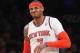NEW YORK, NY - MAY 6: Carmelo Anthony #7 of the New York Knicks plays against the Indiana Pacers during Game Two of the Eastern Conference Semifinals of the 2013 NBA Playoffs at Madison Square Garden on May 7, 2013 in New York City. NOTE TO USER: User expressly acknowledges and agrees that, by downloading and/or using this photograph, user is consenting to the terms and conditions of the Getty Images License Agreement. (Photo by Jeff Zelevansky/Getty Images)