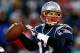 FOXBORO, MA - DECEMBER 30: Tom Brady #12 of the New England Patriots throws a pass against the Miami Dolphins during the game at Gillette Stadium on December 30, 2012 in Foxboro, Massachusetts. (Photo by Jared Wickerham/Getty Images)