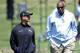 OWINGS MILLS, MD - MAY 05: Head coach John Harbaugh of the Baltimore Ravens speaks with general manager Ozzie Newsome after a practice during the Baltimore Ravens rookie camp on May 5, 2013 in Owings Mills, Maryland. (Photo by Patrick McDermott/Getty Images)
