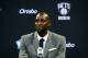 Jul 18, 2013; Brooklyn, NY, USA; Kevin Garnett during a press conference to introduce him as the newest member of the Brooklyn Nets at Barclays Center. Mandatory Credit: Debby Wong-USA TODAY Sports