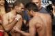 Aug 16, 2013; Boston, MA, USA; Shogun Rua (left) and Chael Sonnen square off during the weigh-in for their UFC fight at TD Garden. Mandatory Credit: Winslow Townson-USA TODAY Sports