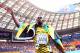 MOSCOW, RUSSIA - AUGUST 18: Usain Bolt of Jamaica celebrates winning gold in the Men's 4x100 metres final during Day Nine of the 14th IAAF World Athletics Championships Moscow 2013 at Luzhniki Stadium on August 18, 2013 in Moscow, Russia. (Photo by Paul Gilham/Getty Images)