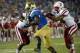 Sep 8, 2012; Los Angeles, CA, USA; UCLA Bruins running back Johnathan Franklin (23) scores a touchdown against the Nebraska Cornhuskers during the game at the Rose Bowl. Mandatory Credit: Richard Mackson-USA TODAY Sports