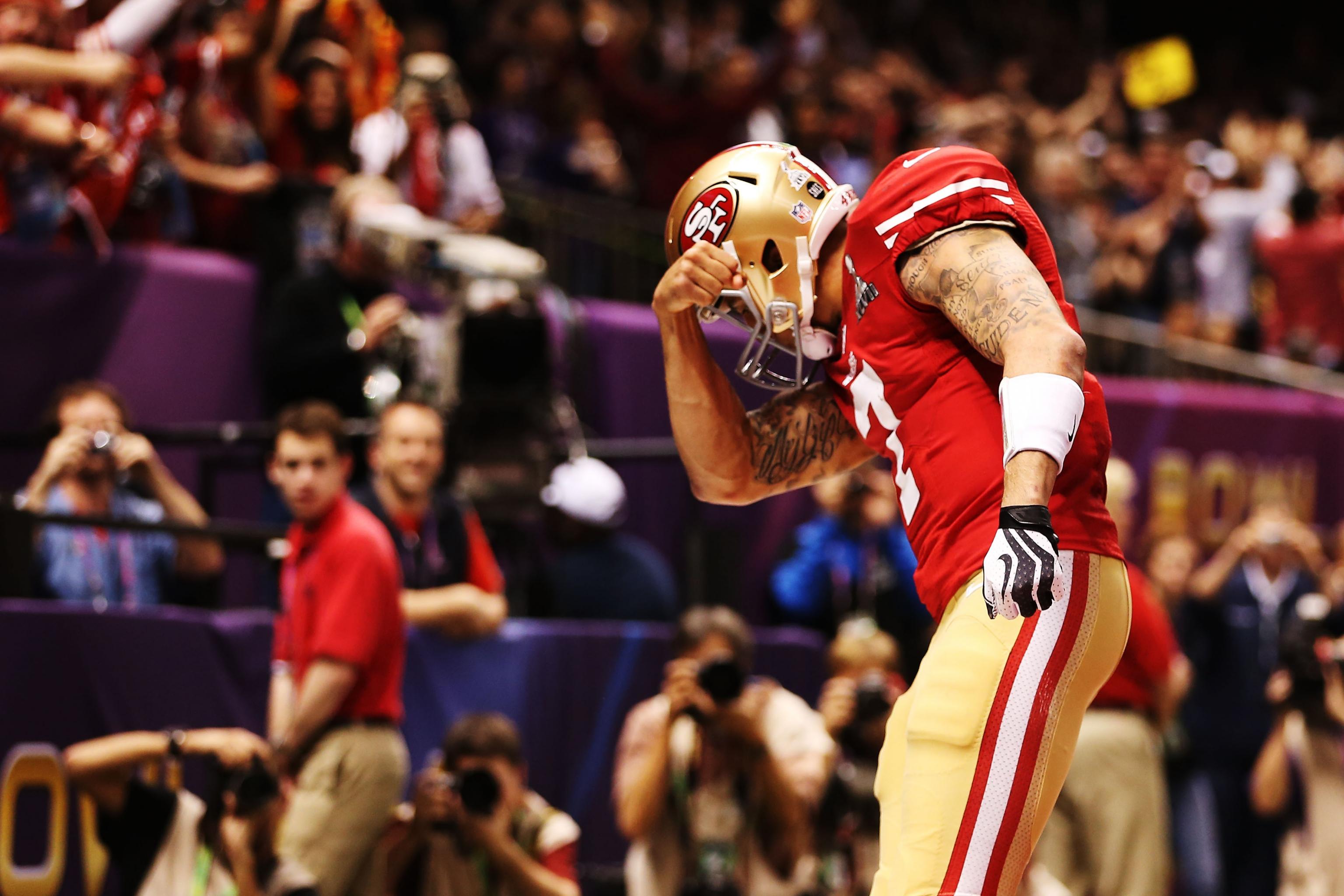 Kaepernick led the 49ers at the 2013 Super Bowl. Don't expect a mention  this time, Colin Kaepernick