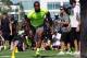 Jul 1, 2013; Beaverton, OR, USA; Elijah Hood does a shuttle drill during the SPARQ Rating National Championship at Nike World Headquarters in Beaverton, Oregon on Monday July, 1, 2013. Mandatory Credit: Steve Dykes-USA TODAY Sports