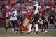 SAN FRANCISCO, CA - DECEMBER 04: Parys Haralson #98 of the San Francisco 49ers hits A.J. Feeley #4 of the St. Louis Rams on a play that Feeley threw an interception at Candlestick Park on December 4, 2011 in San Francisco, California. (Photo by Ezra Shaw/Getty Images)