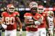 NEW ORLEANS, LA - AUGUST 09: Jamaal Charles #25 of the Kansas City Chiefs reacts to a score against the New Orleans Saints during a game at the Mercedes-Benz Superdome on August 9, 2013 in New Orleans, Louisiana. (Photo by Stacy Revere/Getty Images)