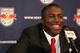 EAST RUTHERFORD, NJ - JUNE 05: Jozy Altidore speaks to the media during a press conference to announce the New York Red Bulls and Spanish La Liga runner-up, Villarreal CF, have agreed in principle to a transfer fee prior to the game against Chivas USA at Giants Stadium in the Meadowlands on June 6, 2008 in East Rutherford, New Jersey. (Photo by Mike Stobe/Getty Images for New York Red Bulls)