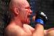 Aug 28, 2013; Indianapolis, IN, USA; Blood drips from a cut on the face of Martin Kampmann during UFC Fight Night 27 against Carlos Condit at Bankers Life Fieldhouse. Mandatory Credit: Pat Lovell-USA TODAY Sports