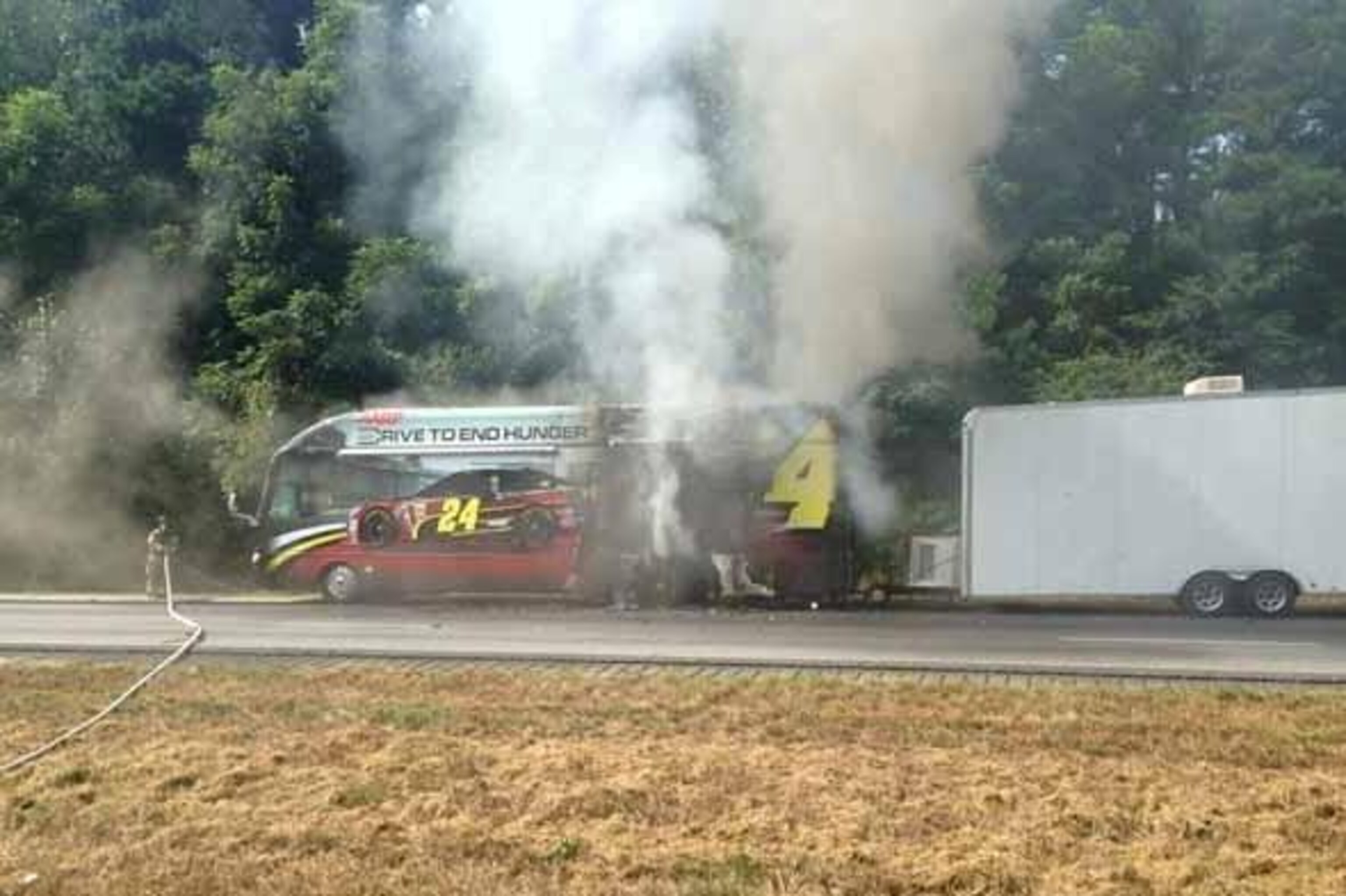 Nascar Driver Jeff Gordon S Tour Bus Goes Up In Flames On Highway Bleacher Report Latest News Videos And Highlights
