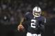 Aug 23, 2013; Oakland, CA, USA; Oakland Raiders quarterback Terrelle Pryor (2) runs with the ball against the Chicago Bears during the third quarter at O.co Coliseum. The Chicago Bears defeated the Oakland Raiders 34-26. Mandatory Credit: Kelley L Cox-USA TODAY Sports