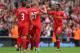 LIVERPOOL, ENGLAND - SEPTEMBER 01: Daniel Sturridge of Liverpool celebrates with his team-mates at the end of the Barclays Premier League match between Liverpool and Manchester United at Anfield on September 01, 2013 in Liverpool, England. (Photo by Alex Livesey/Getty Images)
