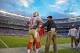 Aug 29, 2013; San Diego, CA, USA; San Francisco 49er head coach greets wide receiver Quinton Patton (11) after a first quarter touchdown against the San Diego Chargers at Qualcomm Stadium. Mandatory Credit: Robert Hanashiro-USA TODAY
