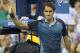 Aug 31, 2013; New York, NY, USA; Roger Federer (SUI) celebrates recording match point in his match against Adrian Mannarino (FRA) on day six of the 2013 US Open at the Billie Jean King National Tennis Center. Mandatory Credit: Susan Mullane-USA TODAY Sports