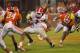 Aug 31, 2013; Clemson, SC, USA; Georgia Bulldogs running back Todd Gurley (3) carries the ball during the fourth quarter against the Clemson Tigers at Clemson Memorial Stadium. Tigers won 38-35. Mandatory Credit: Joshua S. Kelly-USA TODAY Sports