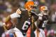CLEVELAND, OH - AUGUST 30: Quarterback Seneca Wallace #6 of the Cleveland Browns scrambles for a gain during the first half of a preseason game against the Chicago Bears at Cleveland Browns Stadium on August 30, 2012 in Cleveland, Ohio. (Photo by Jason Miller/Getty Images)