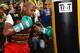 LAS VEGAS, NV - AUGUST 28: Boxer Floyd Mayweather Jr. hits a heavy bag as he works out at the Mayweather Boxing Club on August 28, 2013 in Las Vegas, Nevada. Mayweather will face Canelo Alvarez in a WBC/WBA 154-pound title fight on September 14 in Las Vegas. (Photo by Ethan Miller/Getty Images)
