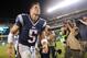 Aug 9, 2013; Philadelphia, PA, USA; New England Patriots quarterback Tim Tebow (5) leaves the field after the second half of a preseason game against the Philadelphia Eagles at Lincoln Financial Field. The Patriots won 31-22. Mandatory Credit: Joe Camporeale-USA TODAY Sports
