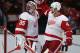 CHICAGO, IL - MAY 18: Jimmy Howard #35 of the Detroit Red Wings celebrates a win with teammate Jakub Kindl #4 over the Chicago Blackhawks in Game Two of the Western Conference Semifinals during the 2013 NHL Stanley Cup Playoffs at the United Center on May 18, 2013 in Chicago, Illinois. The Red Wings defeated the Blackhawks 4-1. (Photo by Jonathan Daniel/Getty Images)