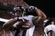 DENVER, CO - SEPTEMBER 5: Ray Rice #27 of the Baltimore Ravens celebrates his touchdown run in the second quarter against the Denver Broncos during the game at Sports Authority Field at Mile High on September 5, 2013 in Denver Colorado. (Photo by Doug Pensinger/Getty Images)