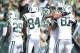 Sep 8, 2013; East Rutherford, NJ, USA; New York Jets celebrate a touchdown by New York Jets tight end Kellen Winslow (81) against the Tampa Bay Buccaneers during the first half at MetLife Stadium. Mandatory Credit: Joe Camporeale-USA TODAY Sports