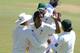 PRETORIA, SOUTH AFRICA - FEBRUARY 22: Ehsan Adil of Pakistan celebrates the wicket of Hashim Amla during the day 1 of the 3rd Test match between South Africa and Pakistan at SuperSport Park on February 22, 2013 in Pretoria, South Africa, (Photo by Lee Warren / Gallo Images/Getty Images)