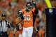 Sep 5, 2013; Denver, CO, USA; Denver Broncos tight end Julius Thomas (80) reacts with wide receiver Wes Welker (83) after scoring his second touchdown reception in the second quarter against the Baltimore Ravens at Sports Authority Field at Mile High. Mandatory Credit: Ron Chenoy-USA TODAY Sports